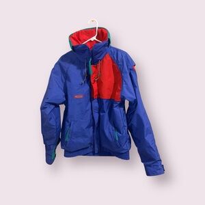 Vintage Columbia Criterion Ski Jacket Blue Red Colorblock Radial Sleeve Medium